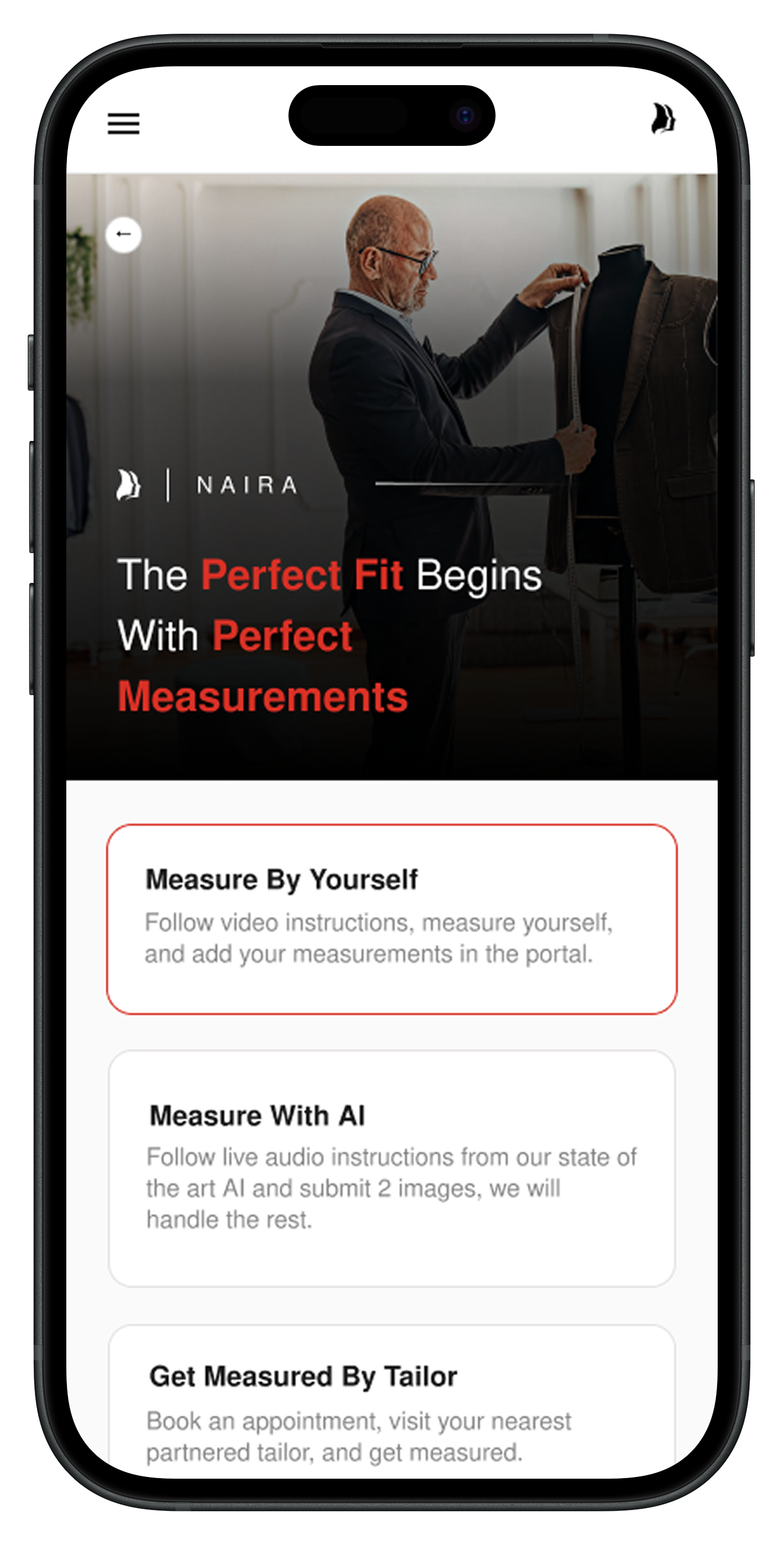 In-chat body measurement scan on mobile