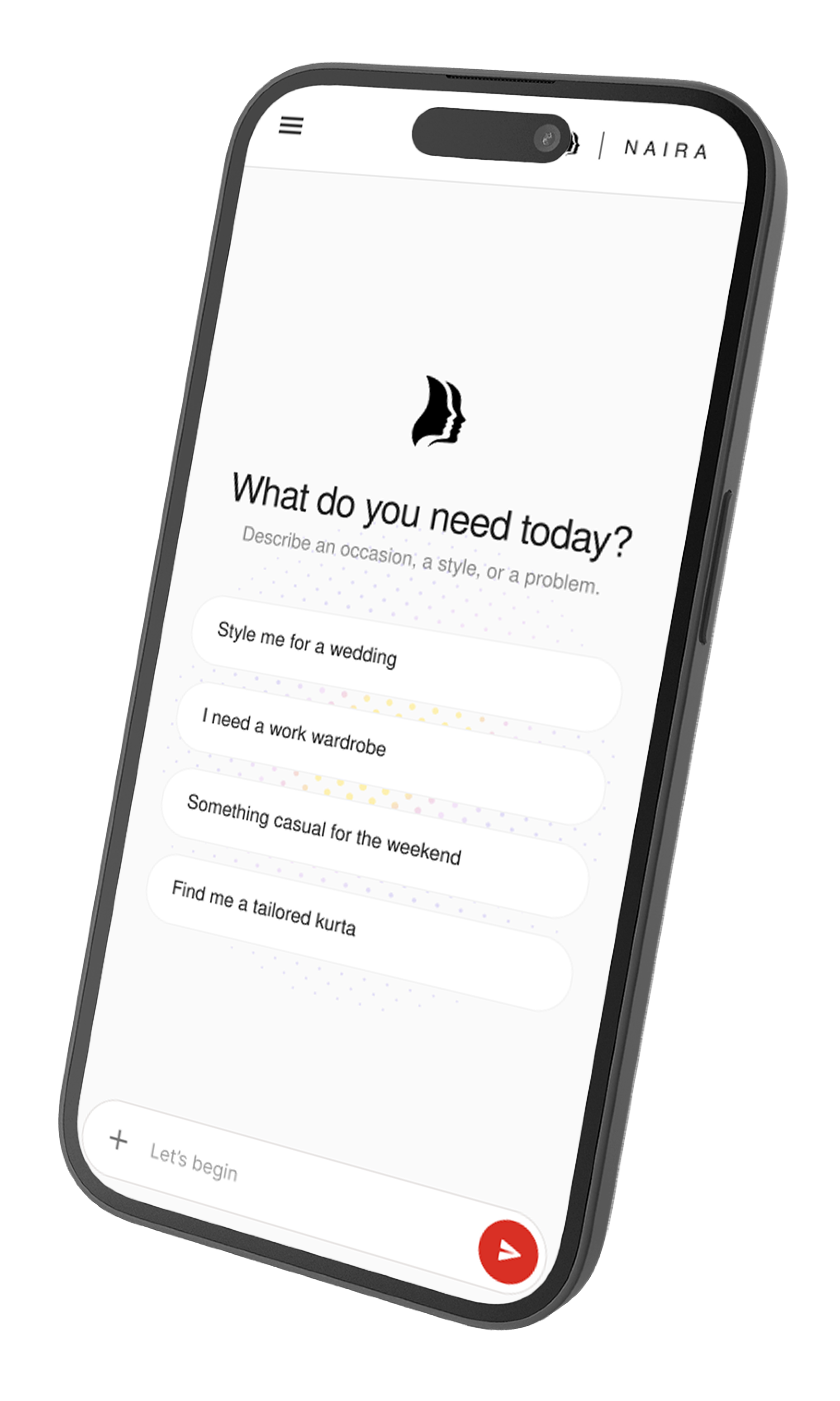 Naira chat interface on mobile
